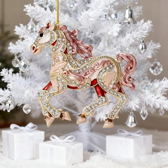 Horse Christmas Ornaments Sparkly Rhinestone Horse Hanging Decoration
