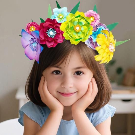 1 Set DIY Watercolor Flower Art Kit Handcrafted Coloring Paper Flower Kit Educational Kids Florist DIY Colorful Flower Bouquet Projects Crafts Set