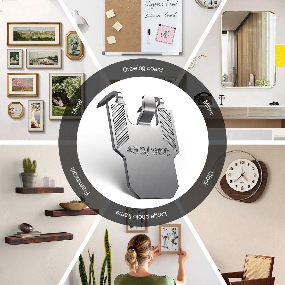 10PCS Sturdy Picture Hanging Hook Easy Install Mirror Hanger Metal Wall Hook  Home Wall Decor