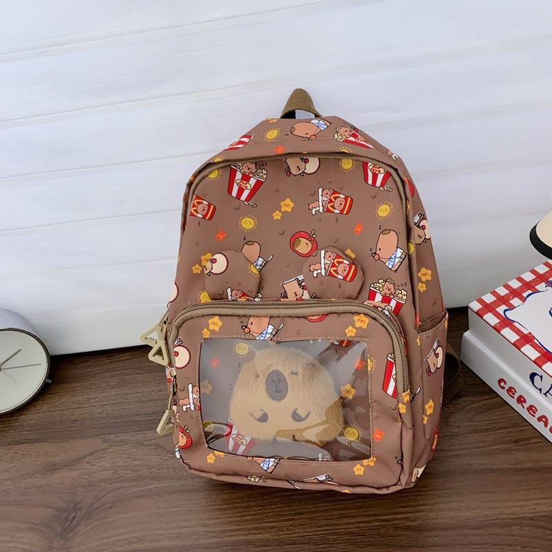 Capybara Backpack Children Cartoon Itabag Adjustable Shoulder Straps Schoolbag