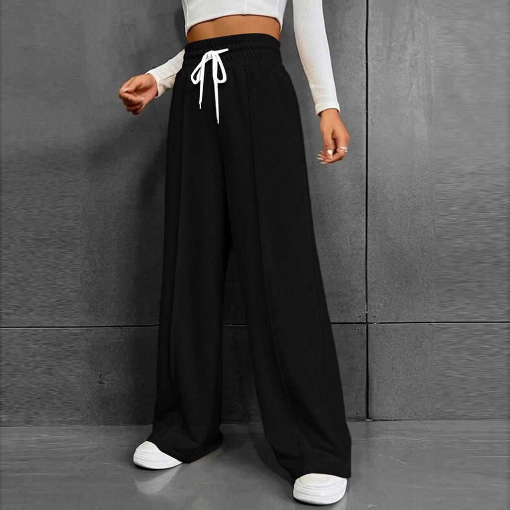 Women's Versatile Casual Comfortable Loose High Waist Drawstring Wide Leg Trousers