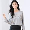 Jinjuan Floral Print Mulberry Silk Long Sleeve Blouse