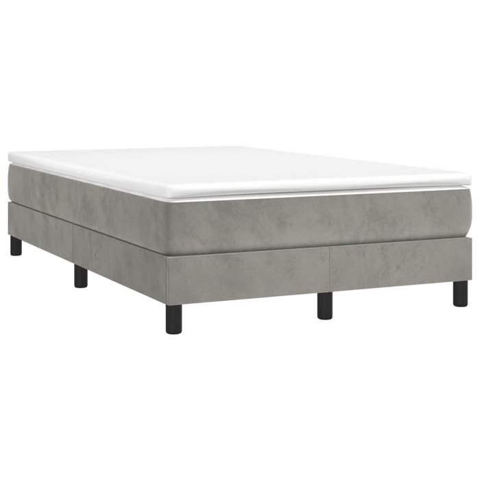 Cadre de lit avec matelas - Maison Exclusive - 120x190cm - Velours gris clair - 2 places