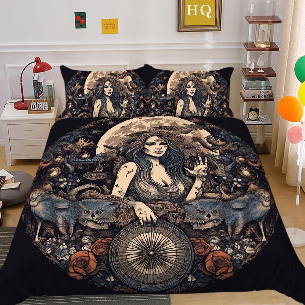 Duvet Cover Set Beauty Skull Printed Full Size Microfiber Bedspreads High Quality Luxury Bedding Cover