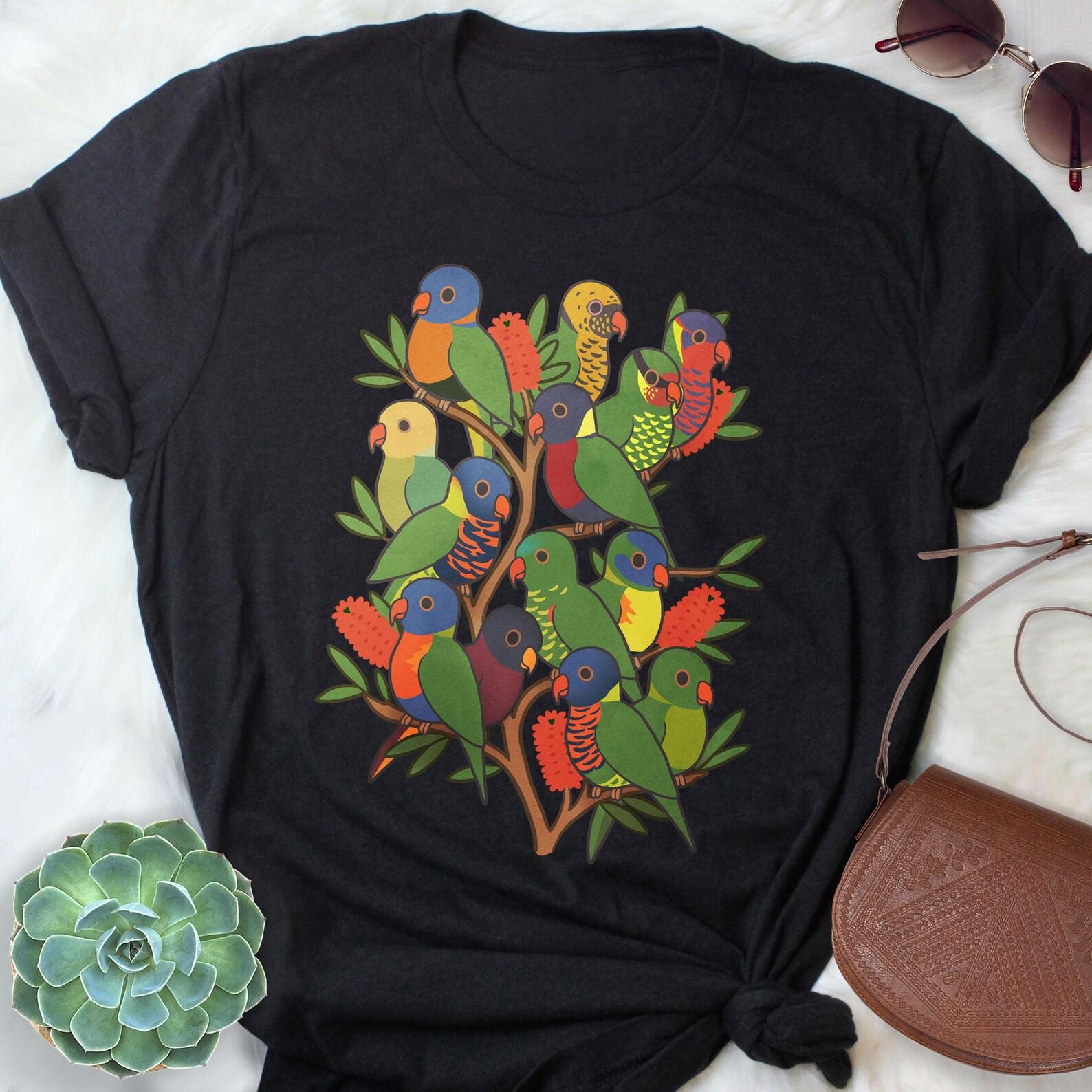 Rainbow Lorikeet Trichoglossus Shirt, , , Bird Lover Gift, Cute Rainbow Lory T-shirt, Parrot Tshirt, Pet Tee Coconut Scaly Breasted 160