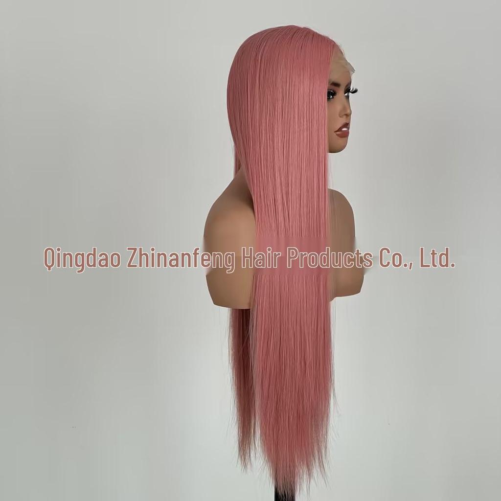 Pink Brightening Fashionable Long Straight 13*4 Front Lace Women's Wig