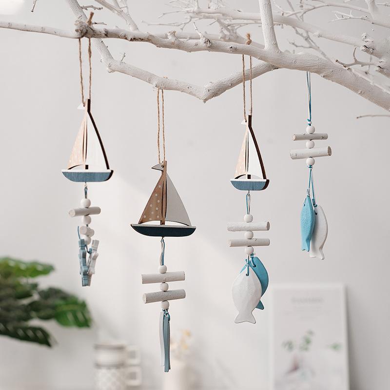 Muti-type Wall Hanging Hand Made Mediterranean Starfish Hung Fish Nautical Decor Hang Wood Marine Pendant for Home Decor