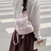 Korean Fashion Summer 2026 Women's Versatile Backpack: Drawstring Lace & Ruffles Design