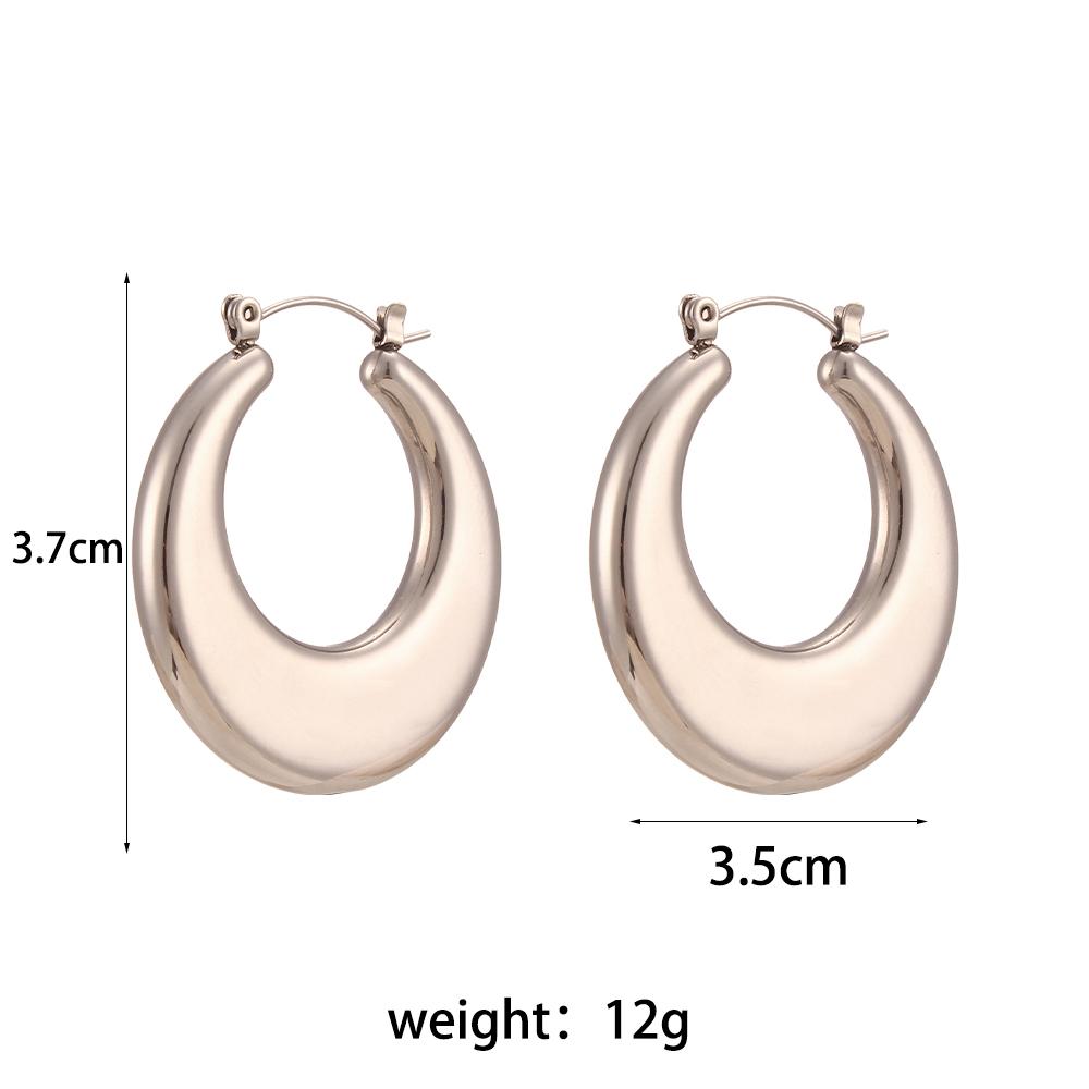 

E.B.belle Silver Color Hollow Geometric Round Trapezoid Hoop Earrings For Woman Waterproof Stainless Steel Earrings For Daily