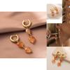 Elegant Heart-shaped Natural Stone Earrings For Women Orange Copper Plated