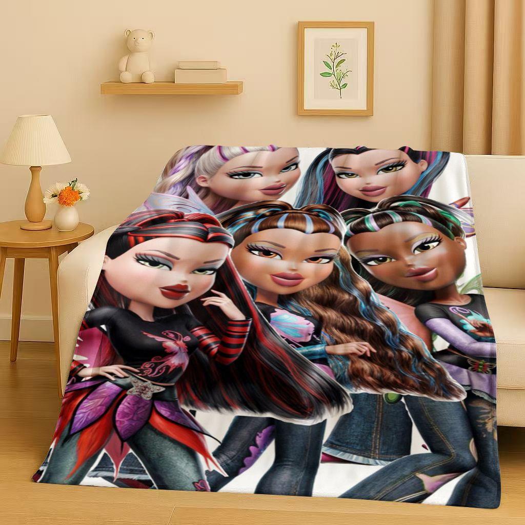 New Cartoon Bratz Doll Girl Flannel Blanket,Ultra Soft Warm Plush Throw for Home Bedroom Bed Sofa Cover Office Gift Kids Picnic