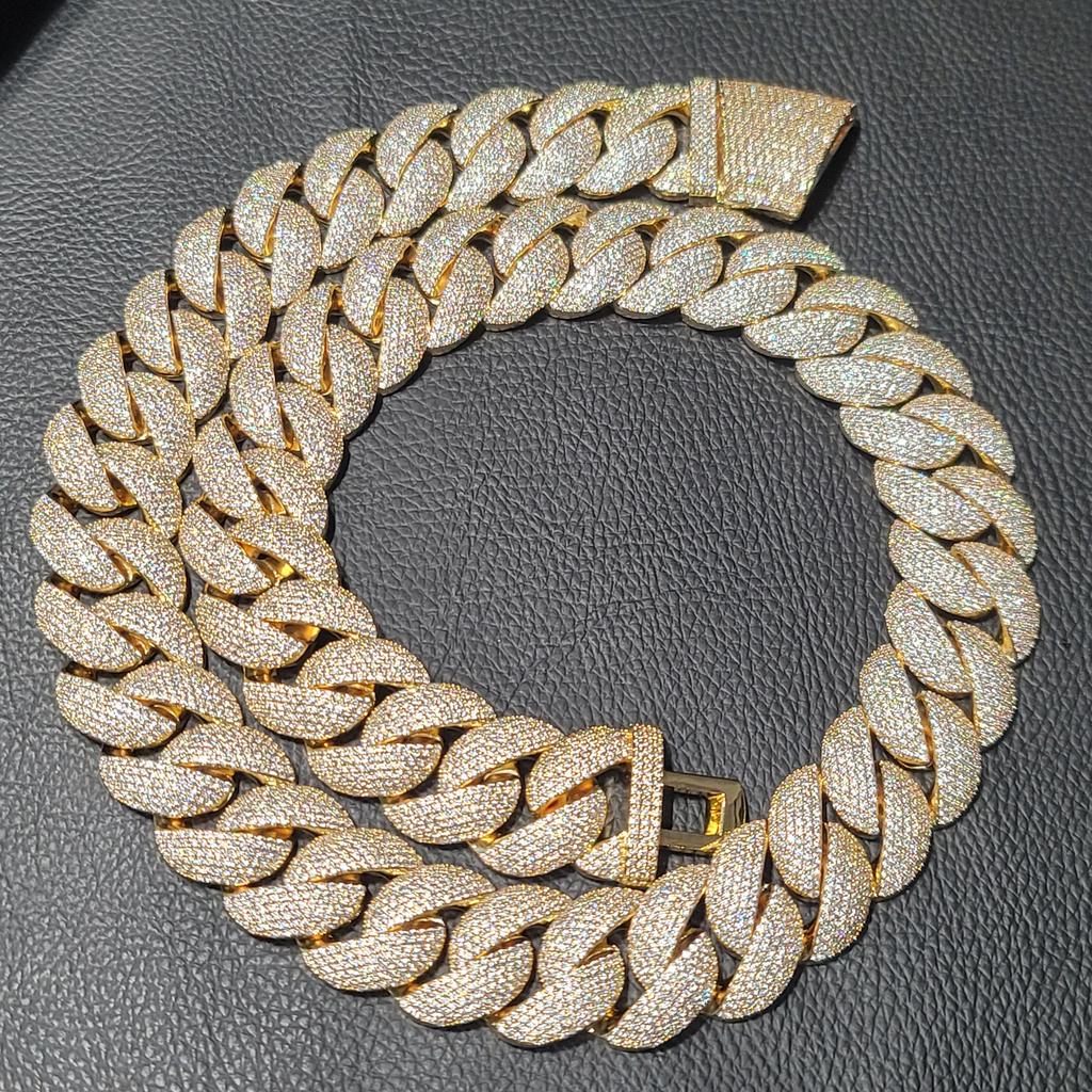 Módní Hip Hop Miami Kubánský Náhrdelník Řetízek Plný Diamantů 9mm 12mm 15mm 20mm 24mm Řetízky s Přívěskem Dlouhé Zapínání Spona Šperky Dárek