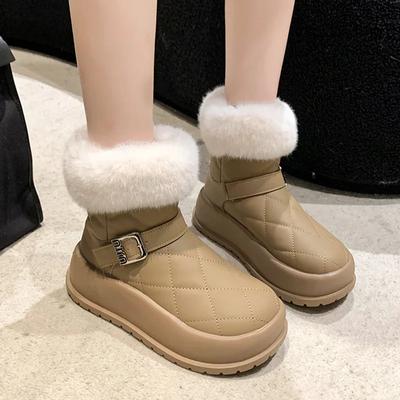 Frauen Schnee Stiefeletten Pelz Winter Warme Schuhe 2024 Neue Designer Wohnungen Plattform Chelsea Stiefel Marke Kurze Plüsch Mujer Baumwolle botas