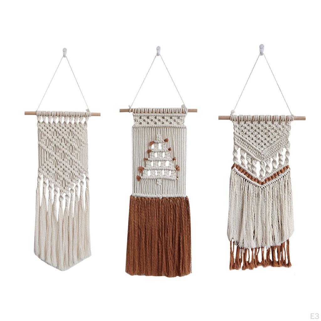 Bohemian Tapestry Hand Woven Farmhouse Chic Tassels Ornaments Macrame Wall Hanging