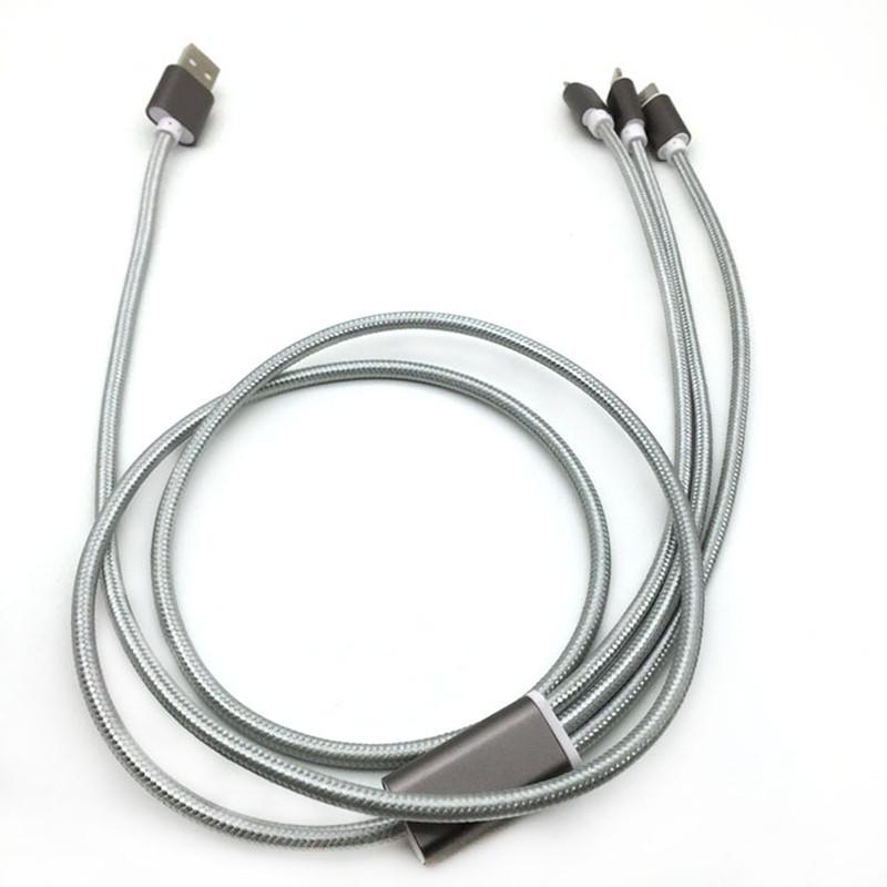 Usb 3in1 Charger Cable Micro Typec Data Sync Cable For Iphone 5 6 Android 7plus
