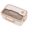 Plastic 3 Compartment Lunch Box 1000ml Microwave Safe Bento Box for Kids Adults Students Office Worker Beige