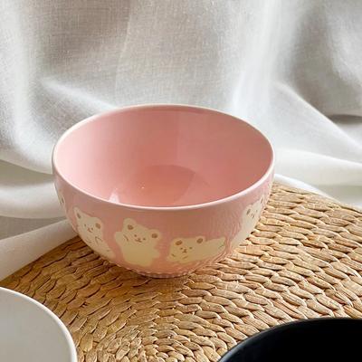 Japansk Handmålad Stengods Kattansikte Keramisk Skål 4,4 tum Underglasyr Färg Hantverk Söt Katt Ris Skål Soppskål Köksredskap