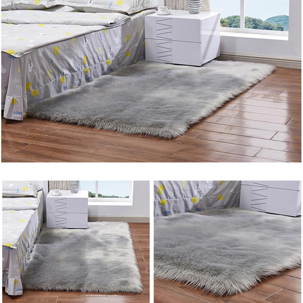 Long Plush Ultra Soft Fluffy Rugs Rectangle Shape Faux Sheepskin Wool Carpet Rug for Living Room Bedroom Balcony Floor