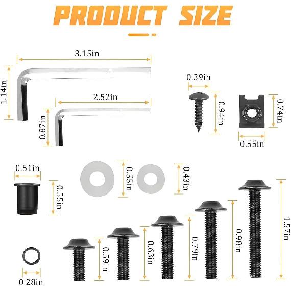 177 Pcs Motorcycle Fairing Bolt Kit, Colorful Fasteners Bolts Nut Clips Black