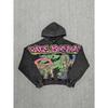 FolwStreet Streetwear Druck Y2K Kapuzenpullover Herren Damen Reißverschlusstasche Kapuzenpullover