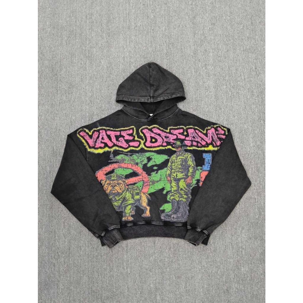 FolwStreet Streetwear Druck Y2K Kapuzenpullover Herren Damen Reißverschlusstasche Kapuzenpullover