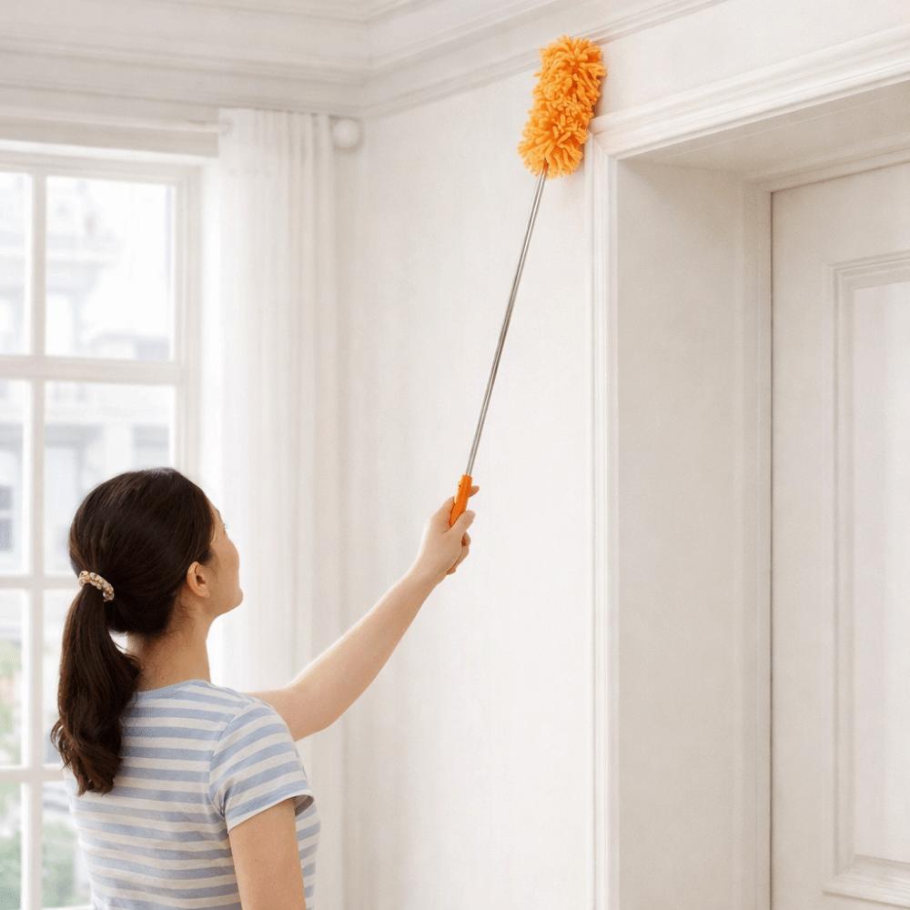 2 Pieces Replaceable Head Microfiber Duster Extendable Telescopic Dust Brush  Furniture Dusting