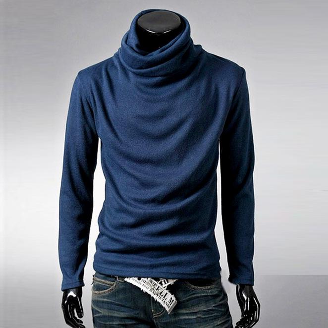 

2025 Men s Slim Fit Turtleneck Long Sleeve Knitwear - Spring & Autumn Korean Style 2XL синій