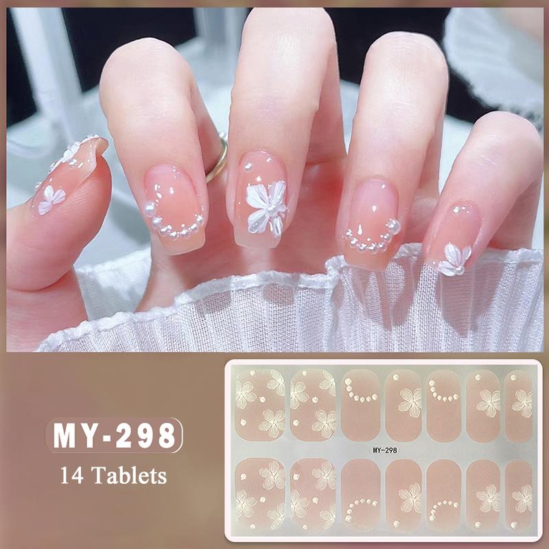 

New Semi Cured Wraps Nail Sticker Solid Nail Gel Wraps Adhesive Full Cover Slider No Need UV Lamp Cured Fast Gel DIY Nail Decal MY-298