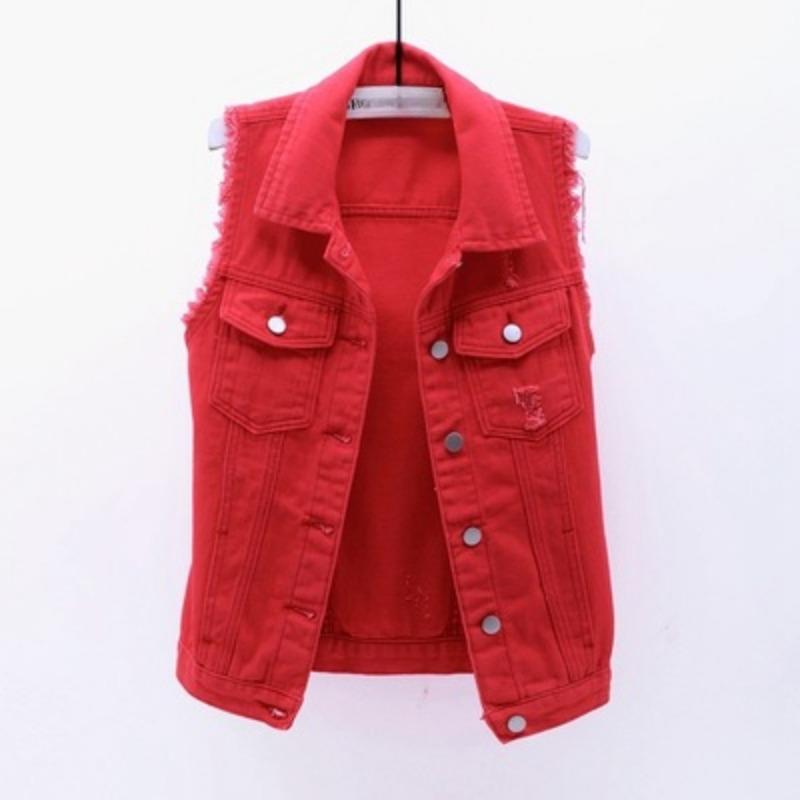 Denim Vest Women's Short Spring and Summer Slim Slimming Sleeveless Jacket Ripped Cardigan Top