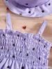 Toddler Girl Heart Smocked Dress and Hat Set Kids Beach Wear