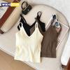 Moda V Neck Sem Mangas Verão Malha Regata Branca Mulheres Preto Casual Básica Camiseta Ombro A Ombro Camis Sexy Sem Costas Tops Curtos