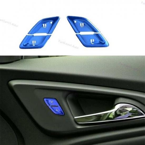 4pcs Blue Aluminum Button Sticker Inner Door Handle For Chevrolet Malibu 16~21
