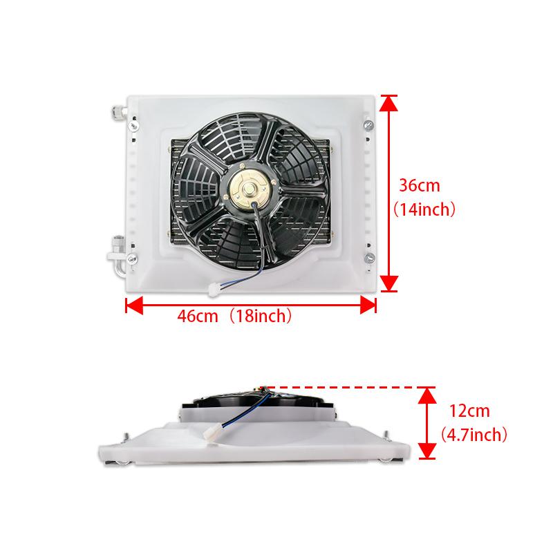 Universal Radiator Cooling Fan Assembly Aluminium Condenser Assembly 14'' X 18'' for Vintage Car Truck Pickup AC Conditioning
