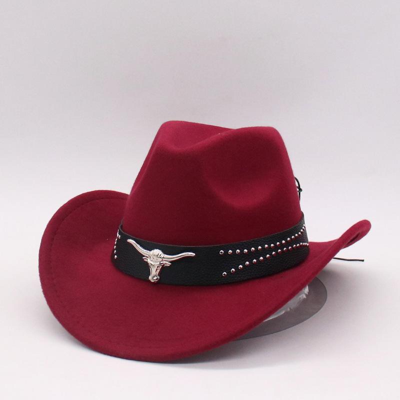 

Cross-Border Hot-Selling Autumn And Winter Woolen Men S And Women S Ethnic Style Jazz Hat, Big-Brimmed Top Hat, Type-Shaped Top Cowboy Hat One size (denim)