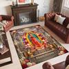 Virgin Mary Theme Crystal Velvet Rug Personalized Custom Name Text Soft Floor Mat Home Decor