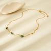 Ins Vintage Bohemian Natural Stone Turquoise Small Flower Necklace Plated 18k Gold Stainless Steel Clavicle Chain