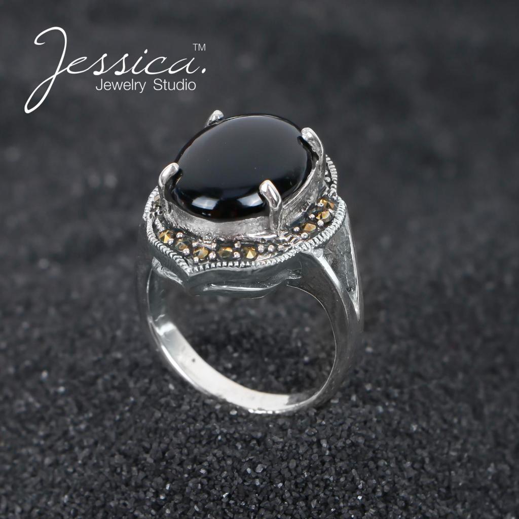 Navya Craft Granat Ring 925 Silber - Handgefertigter Boho Verlobungsring