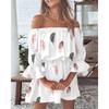 Women Floral Print Mini Dress Summer Sexy Off Shoulder Flare Sleeve Tunic Dress Female Casual Boho Beach Dress