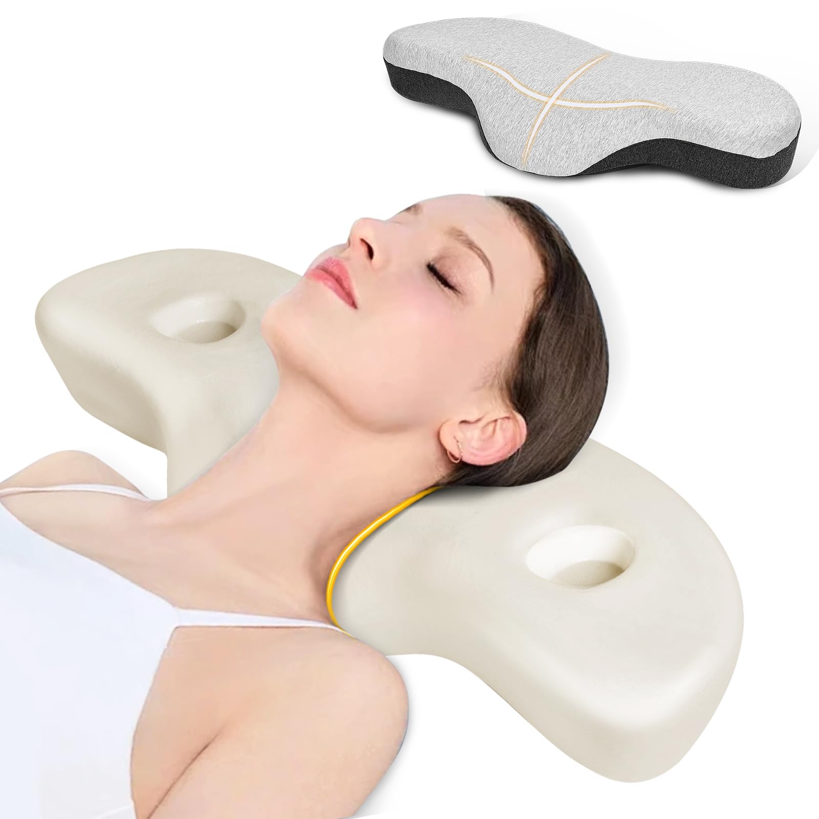 

Новая подушка, которая повредит вашу популярную подушку для боков и спины, умеренный съемный чехол для подушки [модель 2025 года], не будет шеей, подушкой, подушкой с низкой упругостью, бежевый