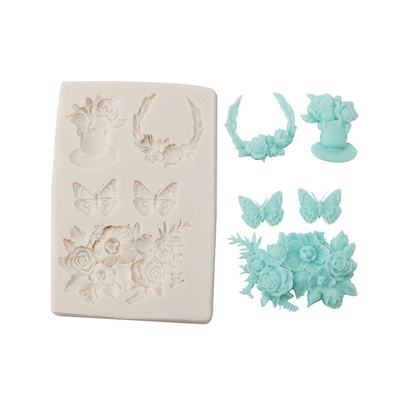 

3D Flower Butterflies Silicone Flexible Food Grade Mould Clay Resin Ceramics Candy Fondant Candy Chocolate Soap Mould розовый