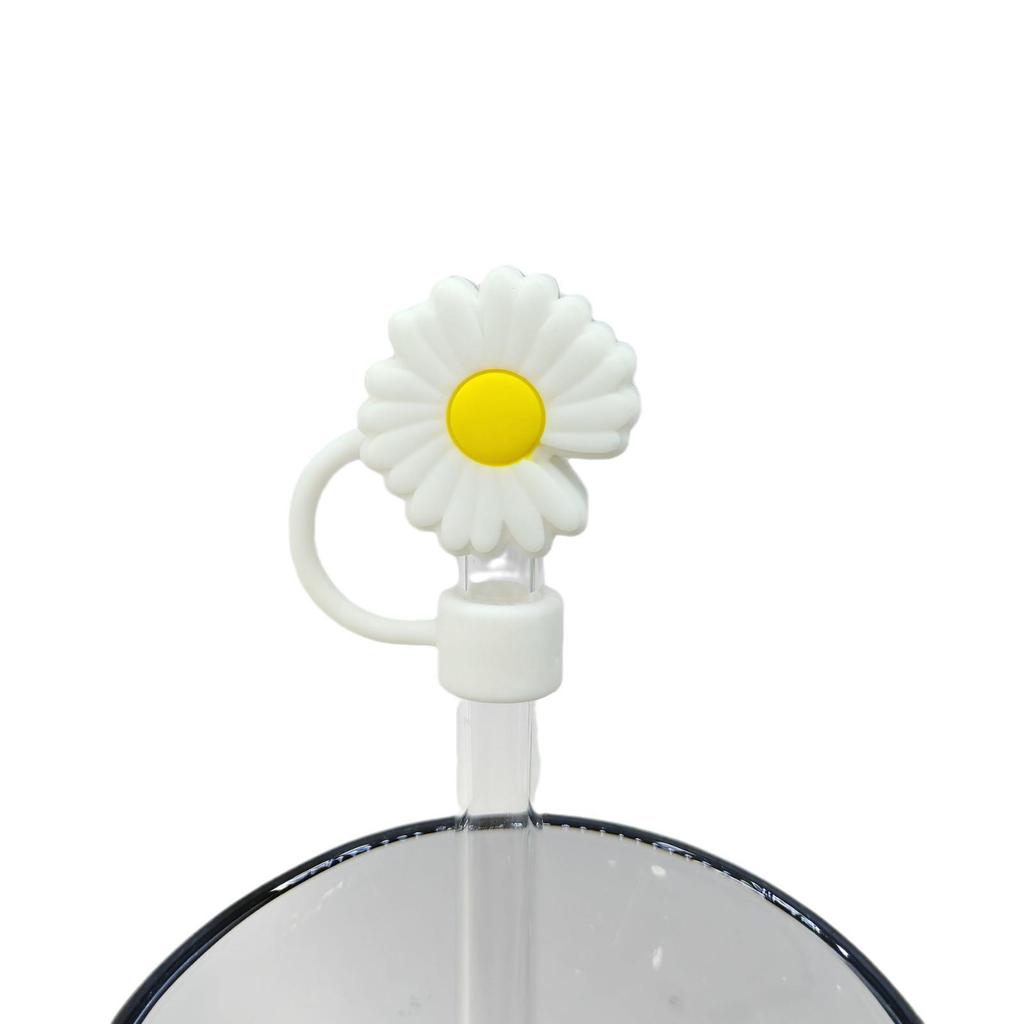 Daisy Straw Cap - 10mm Stanley Cover, Reusable Chrysanthemum Design