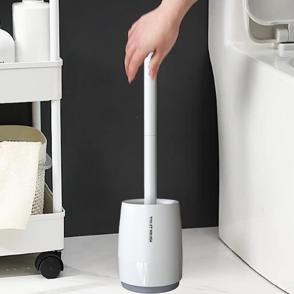 Plastic Toilet Brush with Base Set Toilet Brush Nylon Hair Toilet Cleaning Brush Toilet Brush Household White