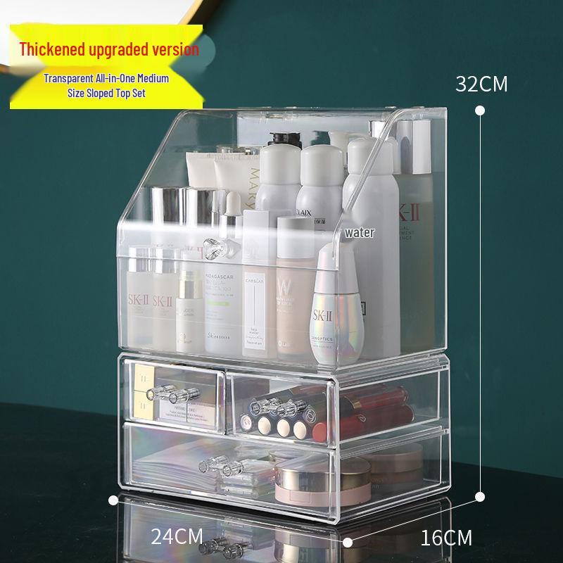 Organizator cosmetic transparent rezistent la praf cu capacitate mare pentru rujuri și produse de îngrijire a pielii