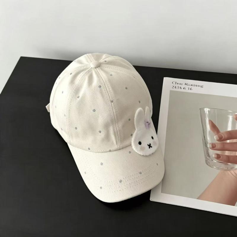 Cartoon Cat Bear Cat'S Ears Baseball Hats New Women Sunshade Polka Dot Versatile Sweet Fashion Niche Peaked Caps