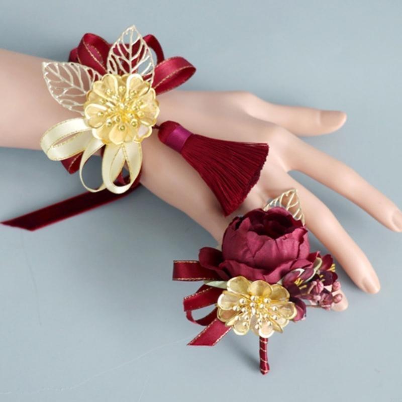 Künstlicher Blumen Brautstrauß/Anstecknadel/Handgelenkblume für Hochzeiten Künstliche Blumen Sträuße Realistische Kunstblumen Geschenke X3UC