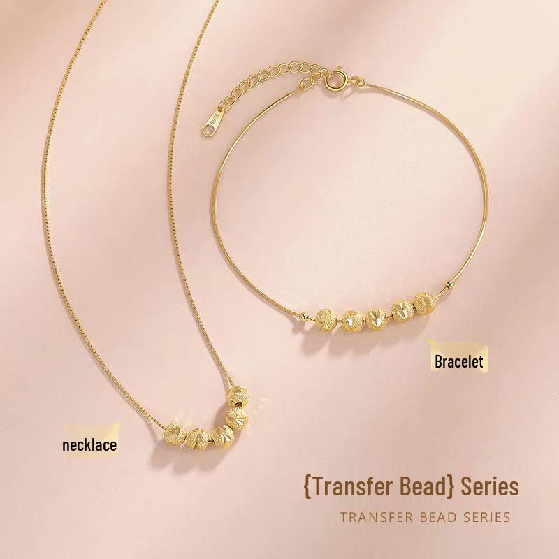 Five Blessings Chinese Clavicle Necklace: Women's Gold Bead Pendant