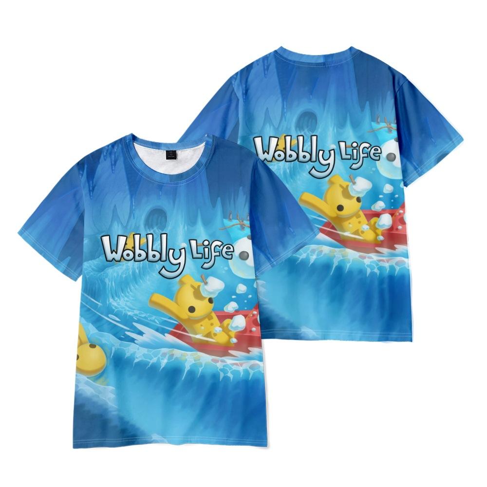 

Футболка з принтом аніме Wobbly Life Чоловіки Жінки Повсякденна З круглим вирізом З коротким рукавом Дитяча Смішна Модна Унісекс Футболки Топи 16 Кольорів M світло-синій колір