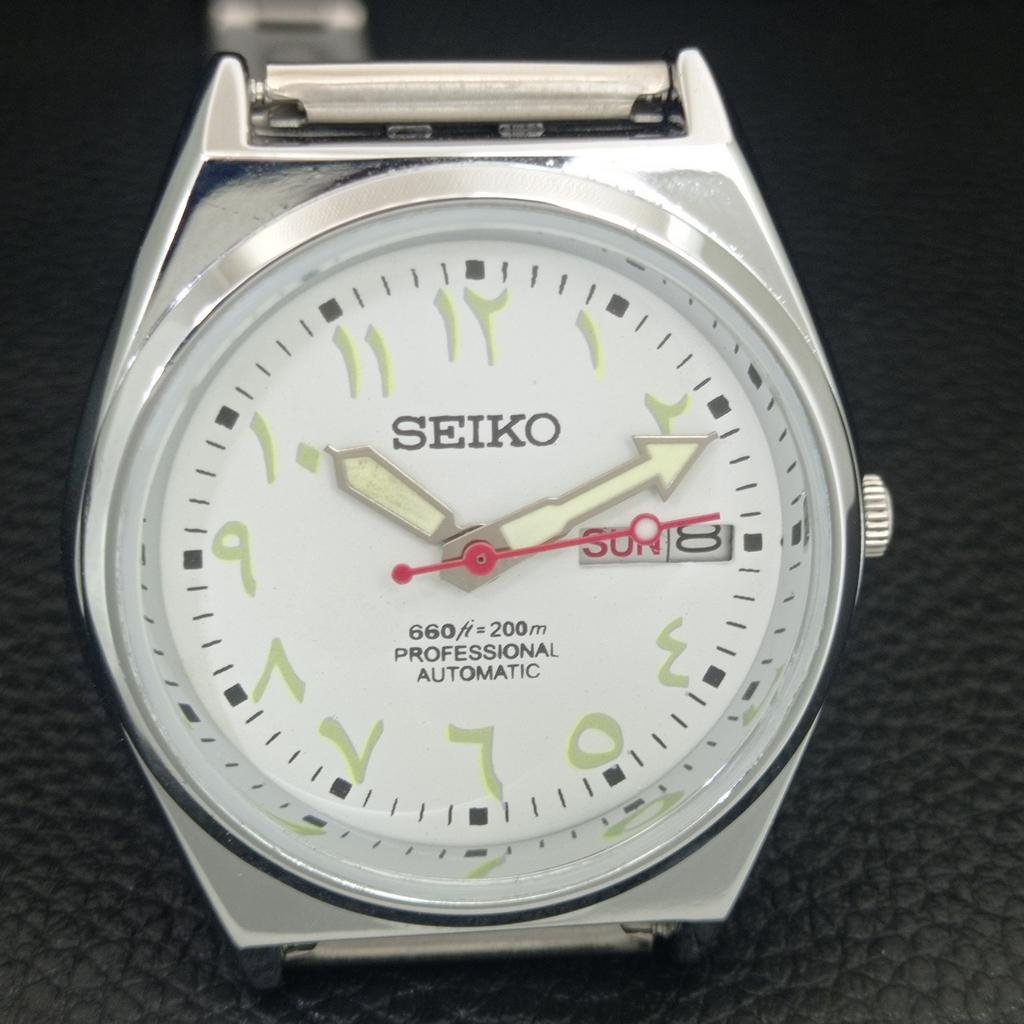 VINTAGE SEIKO AUTOMATIC 6309A REFURBISHED JAPAN MENS WHITE DIAL WATCH a442673-1