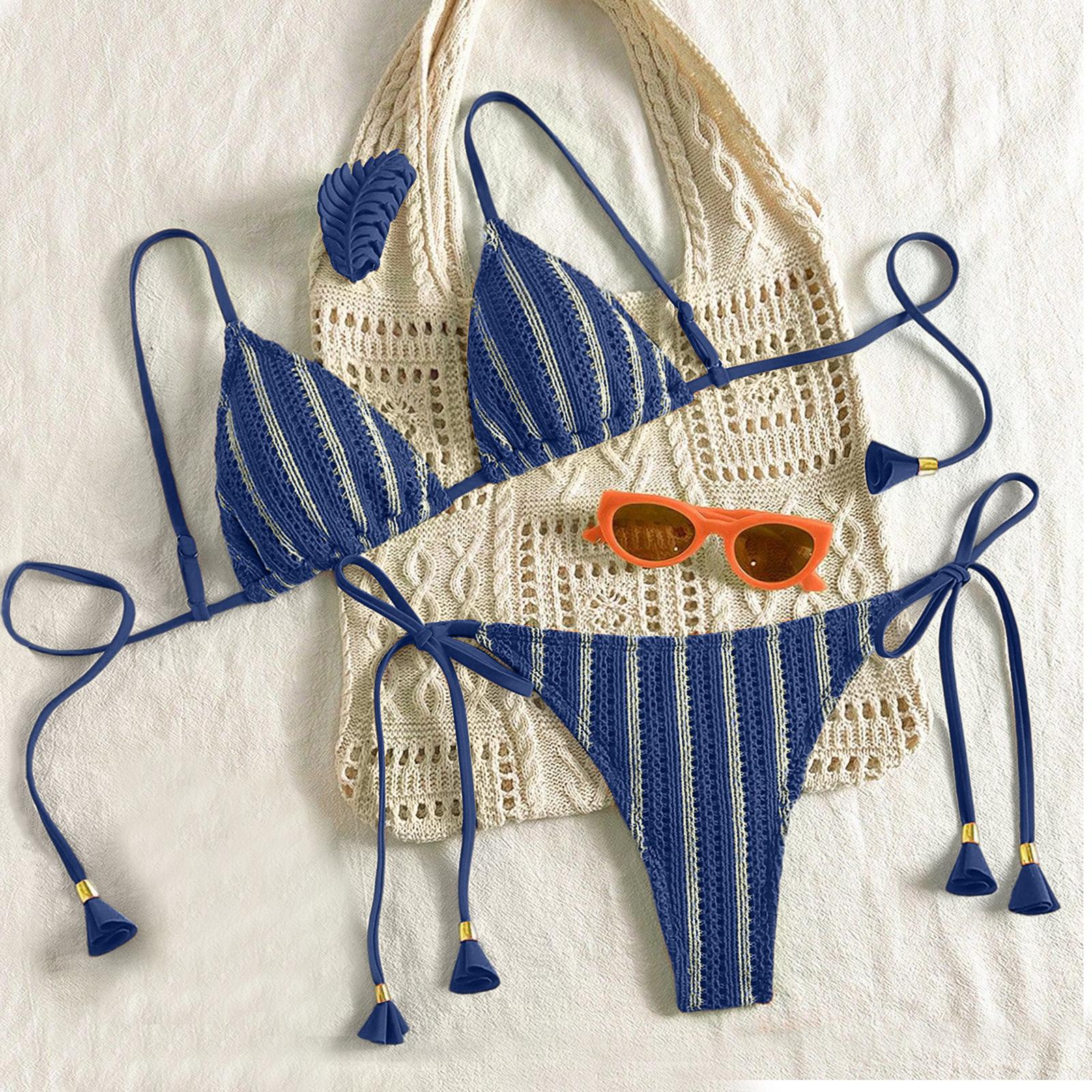 Women s Striped Bikini  Swimsuit Two-piece Swimsuit Set S
