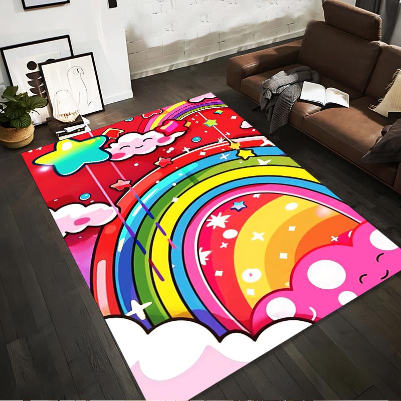 

Colorful Rainbow and Clouds Carpet with Stars Design for Living Room Suitable for use as an anti-slip for living room bedroom sofas 40x60cm( 15x23in )